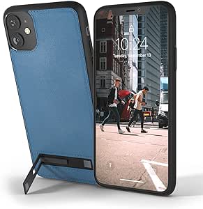 Snakehive Metro Leather Case for iPhone 11/ iPhone XR || Real Leather Phone Case with Stand || Genuine Leather & Wireless Charging Compatible Leather Cover with Kickstand (Blue)