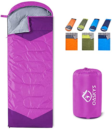 oaskys Camping Sleeping Bag - 3 Season Warm & Cool Weather - Summer, Spring, Fall, Lightweight, Waterproof for Adults & Kids - Camping Gear Equipment, Traveling, and Outdoors