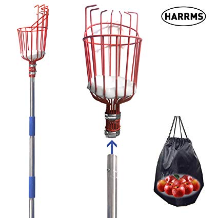 Harrms Fruit Picker Pole Tool, 8 FT Fruit Picker with Lightweight Aluminum Telescoping Pole, Fruit Picking Equipment for Getting Fruits