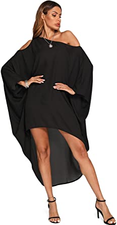 BB&KK Women's Summer Maxi Long Cold Shoulder Loose Kaftan Flowy Batwing Beach Cover Up Dress