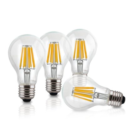 Lucero LED Filament Light Bulbs - 4 Pack - Vintage A Type A19 6W (60 Watt Incandescent Bulb Equivalent) - E26 E27 Medium Base - Soft Warm White 2700K - Dimmable - UL Listed