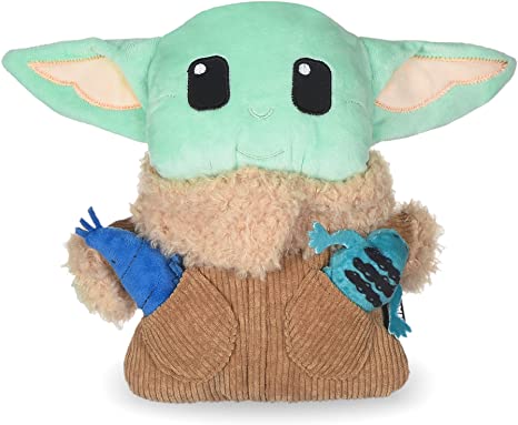 STAR WARS The Mandalorian Dog Toys - Small Plush Toys, Fabric Plush Dog Toy - Squeaky Plush Toys for Dogs, Hide and Seek Dog Toy - Baby Yoda Dog Toy, Plush Dog Toys, The Mandalorian Pet Toys