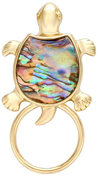 MANZHEN Gold Sea Turtle Natural Abalone Shell Magnet Clip Magnetic Eyeglass Holder Brooch Jewelry