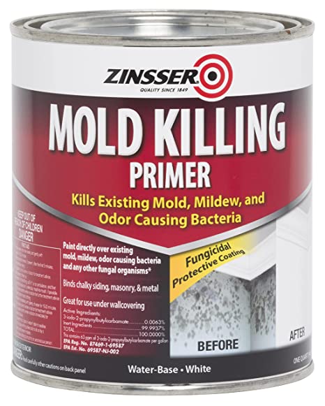 Rust-Oleum 276087 White Zinsser Mold Killing Primer, 1 Quart Can (Pack of 4)