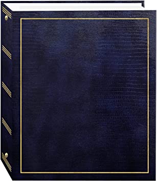 Magnetic Self-Stick 3-Ring Photo Album 100 Pages (50 Sheets), Navy Blue
