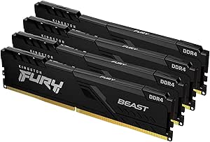 Kingston Fury Beast 32GB (4x8GB) 3600MHz DDR4 CL18 Desktop Memory Kit of 4 KF436C17BBK4/32