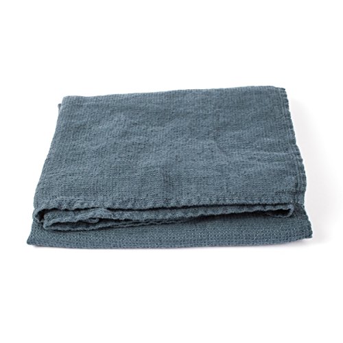 LinenMe Washed Waffle Bath Towel 30 by 51-Inch Blue