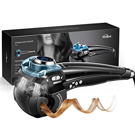 Kealive Hair Curler, Automatic Steam Curler, Wave Hair Roller with XL Screen, Fast & Anti-Scald Curler for Both Long & Short Hair, Include Clean Tool, Hair Clips and Water Bottle