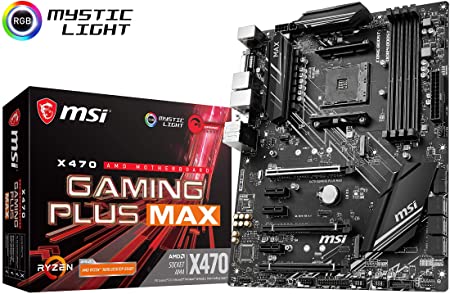 MSI X470 GAMING PLUS MAX Motherboard ATX, AM4, DDR4, LAN, USB 3.2 Gen2, M.2, MYSTIC Light Sync, HDMI, DVI-D, AMD RYZEN 1st, 2nd and 3rd Gen Ready