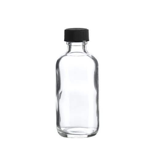 Premium Vials B27-12 Boston Round Glass Bottle with Cap, 4 oz Capacity, Clear (Pack of 12)