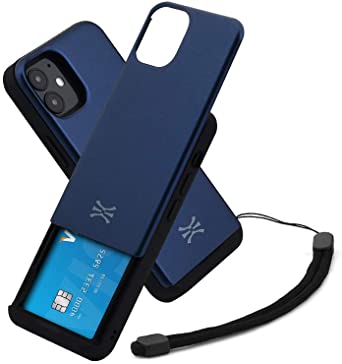 TORU [CX Slide] Wallet Cover Designed for iPhone 12 Mini Case with Card Holder & Strap - Blue