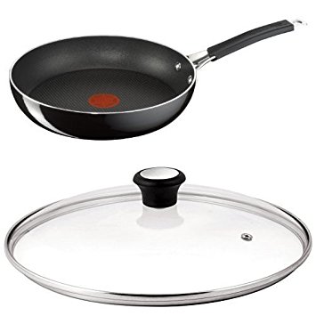 Tefal Jamie Oliver Hard Enamel Classic Series 24 cm Non-Stick Frying Pan with Compatible Glass Lid Bundle