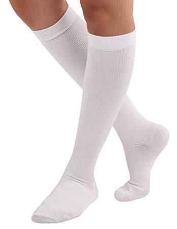 Made in The USA - Medical Compression Socks for Men, Firm Graduated Support Socks 20-30mmHg - Closed Toe - 1 Pair - Absolute Support, SKU: A104WH2 (White, Medium) – Helps with Poor Circulation, Edema
