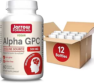 Jarrow Formulas Alpha GPC, 300mg, Dietary Supplement, Brain Health Supplements for Adults, 60 Veggie Capsules, 30 Day Supply (PACK OF 12)