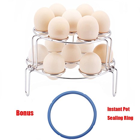 Instant Pot Accessories Egg Steamer Rack Stackable 2 Pack with Instant Pot Sealing Ring 5 or 6 Quart for Pressure Cooker Accessories