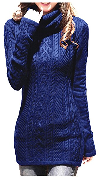 V28 Women Polo Neck Knit Stretchable Elasticity Long Sleeve Slim Sweater Jumper