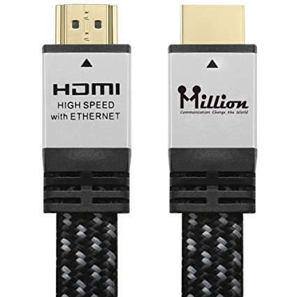 Million High Speed Ultra HDMI Cable 10 Feet (3.1m) with Ethernet - HDMI 2.0 Professional Support 4K 3D 2160P 1440P - Audio Return Channel (ARC),Silver Case