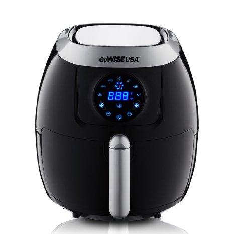 GoWISE USA GW22631 4th Generation XL Electric Air Fryer w Touch Screen Technology Button Guard and Detachable Basket - Black 58 QT 1800W