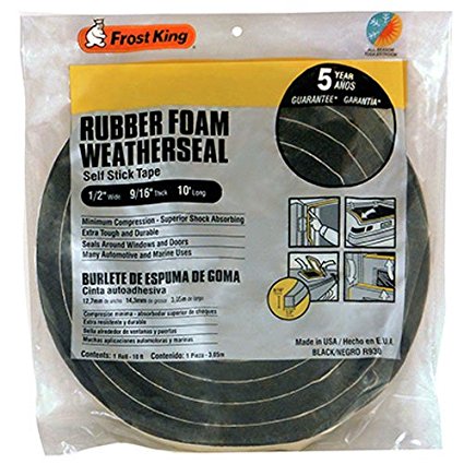 Frost King R930H Sponge Rubber Foam Tape 9/16-Inch, Black