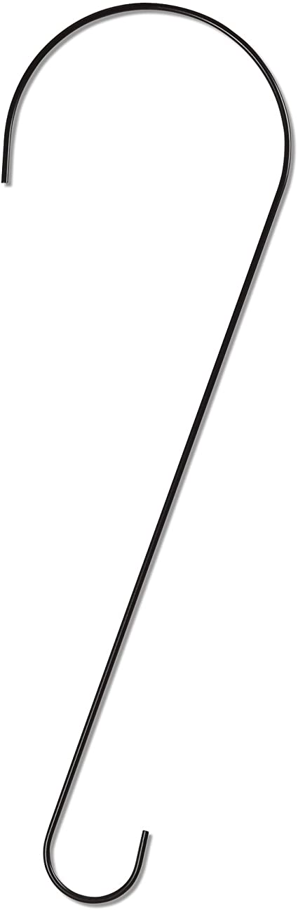 Gray Bunny Metal Tree Branch Hook, 23 Inch Long, Black, Premium Extra Thick 1/5 Inch Diameter Rust Resistant Steel S-Hooks for Bird Feeders and Baths, Planters, and More - Outdoor or Indoor Use
