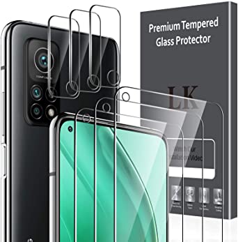 LK 6 Pack 3pcs Screen Protector & 3pcs Camera Lens Protector Compatible with Xiaomi Mi 10T 5G / 10T Pro 5G Tempered Glass, Easy Installation, HD Ultra-Thin, Case Friendly