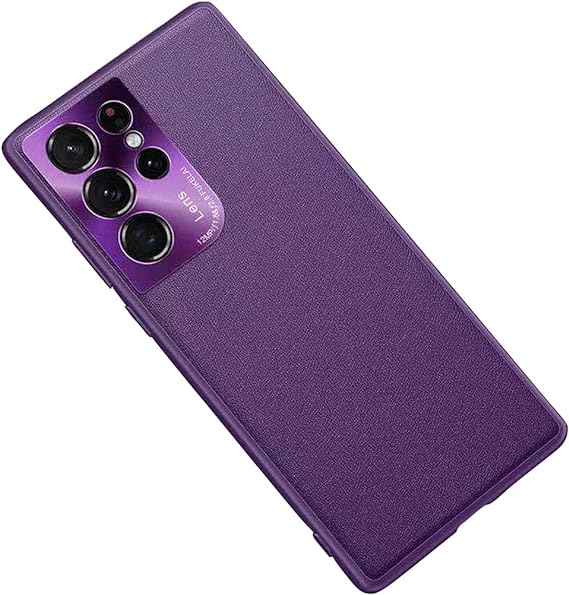 Case for Samsung Galaxy S21 Ultra Case,Luhuanx Galaxy S21 Ultra Case 5G,Leather Quality with Full Metal Lens Back,Note S21 Ultra Case 5G Anti-Drop-Purple