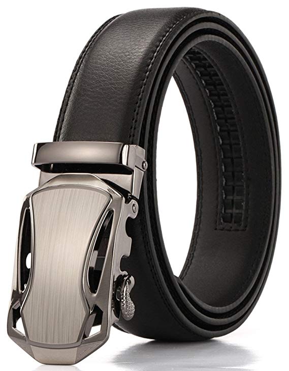 XDeer Men's Leather Ratchet Dress Belts with Automatic Buckle Gift Box