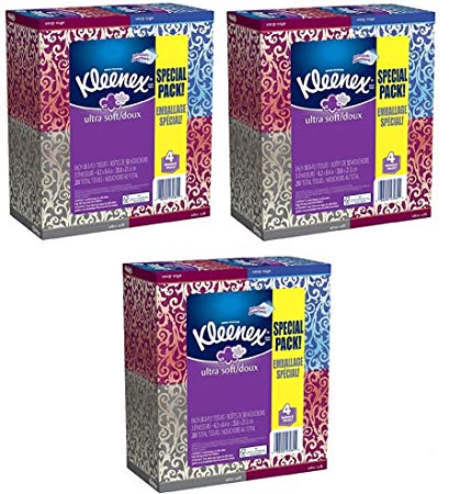 Kleenex Ultra Soft Tissues - 50 ct - 4 pk (50 Count (3 Pack), Patterns May Vary)