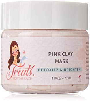 Pink Clay Face Mask 100% Natural Kaolin Clay, Rose Infused, Purifying & Brightening, Deep Pore Minimizer, Blackhead Remover, All Skin Types, Vegan, Treats for the face TM-