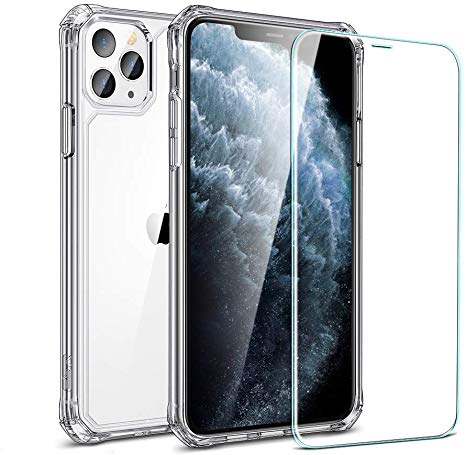 ESR Air Armor Designed for iPhone 11 Pro Max Case with 2 Pack Tempered Glass Screen Protector Set, [Shock-Absorbing] [Military-Grade Protection] [Scratch-Resistant], Compatible with iPhone 6.5” (2019)