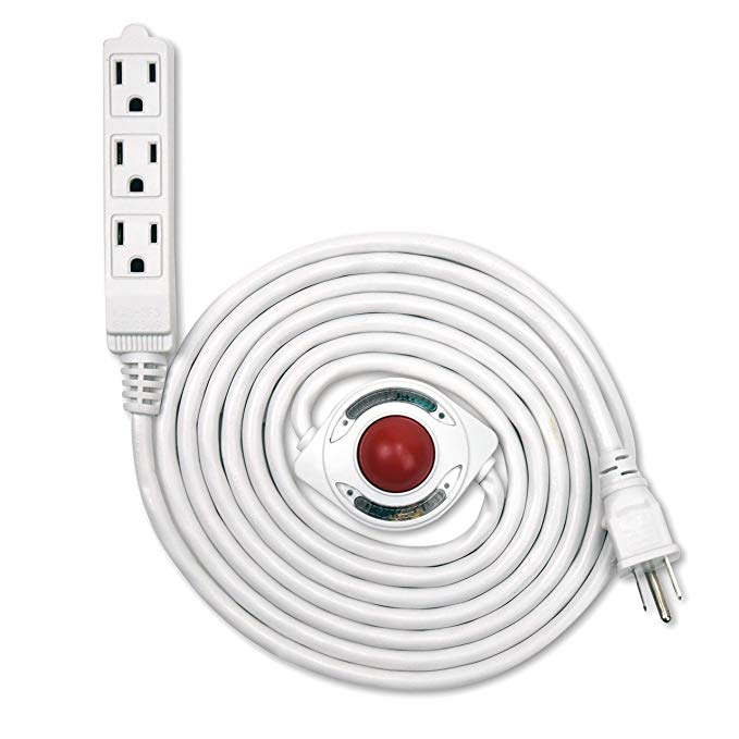 NEW! Electes 10 Feet 3 Grounded Outlets Extension Cord with Foot Switch and Light Indicator, 16/3, White - UL Listed