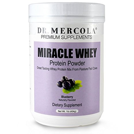 Dr. Mercola Miracle Whey Blueberry Protein Powder - Great Tasting Whey Protein Mix - Naturally Flavored And Colored - Certified GMO, Pesticide, and Chemical-Free - 1 lb Jar