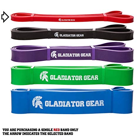 Gladiator Gear Pull Up Assist Bands | SAVE 50% ON SETS OF 4 | Free BONUS Workout E-Guide | For Pull Up Assist, Crossfit WOD, Yoga & Powerlifting | Choose from Single Resistance Band or Set