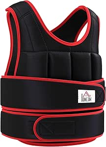 HOMCOM Weighted Vest, Adjustable Running Weight Vest with 38 Weight Bags for Men or Women Cardio Exercise, Black and Red