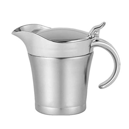 Gravy Boat Stainless Steel Gravy Boat Sauce Jug, Double Wall Insulated Gravy Jug with Lid Ideal for Gravy, Custard, Cream, Sauce (450ml)
