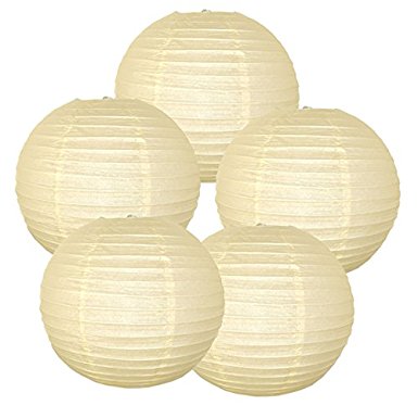 Just Artifacts 18" Ivory Paper Lanterns (Set of 5) - Click for more Chinese/Japanese Paper Lantern Colors & Sizes!