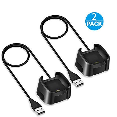 Ailun Charging Cable Compatible Fitbit Versa,[2Pack] Fitbit Versa Charger,USB Charging Cable Dock Stand Cradle Replacement Adapter,Black