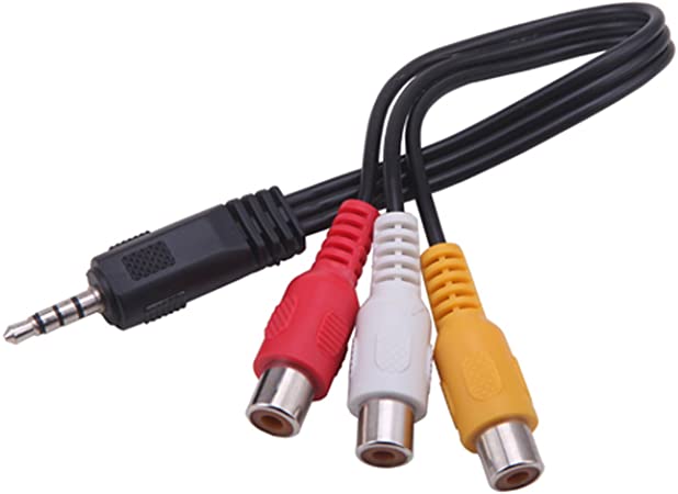 HDE 3.5 mm to Triple RCA Audio/Video AV Female Composite Stereo Splitter Cable Adapter