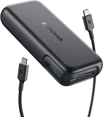 RAVPower Portable Charger, Most Compact 10000mAh Power Bank, with 20W PD/QC USB C Output & Premium Battery Pack, Ultra Compact Design for iPhone 8/11/12/XS/XR/XS Max, Galaxy, Pixel 3/3XL, and More