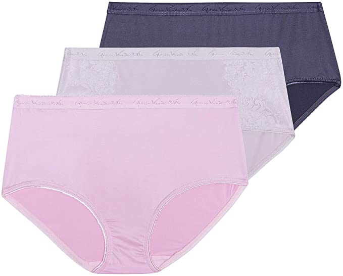 Gloria Vanderbilt Womens Microfiber Brief Panties Tagless Ultra Soft Lace Trim 3 Pack Panties for Women Briefs