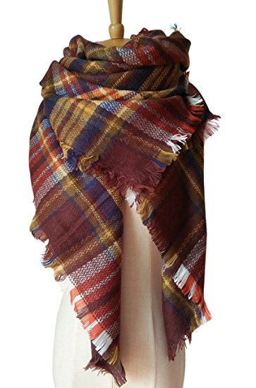 MOTINE Tartan Blanket Scarf Stylish Winter Warm Pashmina Wrap Shawl for Women