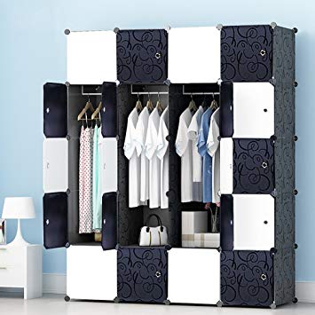 MEGAFUTURE Portable Wardrobe for Hanging Clothes, Wall Décor, Combination Armoire, Modular Cabinet for Space Saving, Ideal Storage Organizer Cube for books, toys, towels(20-Cube)
