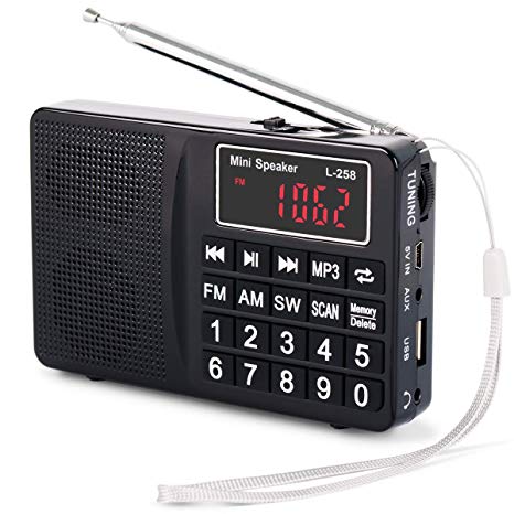PRUNUS Portable SW/FM/AM (MW)/MP3/USB/SD/TF Radio. Large Button and Large Display. Stores Stations Automatically. Allowing The User to Play Stored MP3 Files. (No Manual Memory Stations Function)