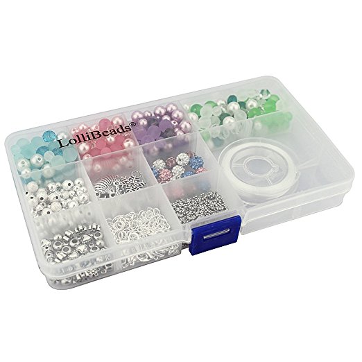 LolliBeads Luxury Jewelry Making Kit in A Box Silver and Glass Beads 700   Pieces