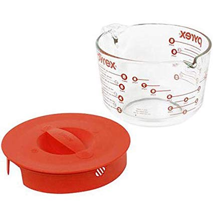 Pyrex Prepware 8-Cup Measuring Cup, Clear with Red Lid And Measurements