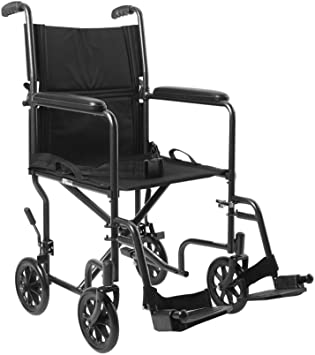 McKesson Ltwt. Transport Wheelchair Steel 19" W 250 lbs. Weight Capacity 146-TR39E-SV, 1 Ct