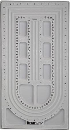 The Beadsmith Bead Board, Grey Flocked, 3 U-Shape and 3 Straight Channels, 10 x 18.5 inches, Design Boards for Creating Bracelets, Necklaces and Other Jewelry