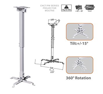 CNCT Heavy Duty (Weight Capacity - 15 Kgs) 2Ft Universal Projector Ceiling Mount Bracket In White