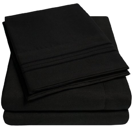 1500 Supreme Collection Bed Sheets - PREMIUM QUALITY BED SHEET SET & LOWEST PRICE, SINCE 2012 - Deep Pocket Wrinkle Free Hypoallergenic Bedding - Over 40  Colors - California King, Black