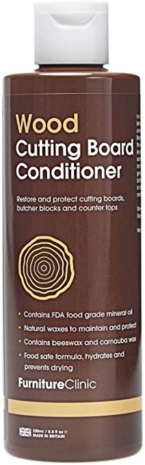 Furniture Clinic Cutting Board Conditioner - Food Grade Mineral Oil to Restore and Maintain Your Chopping Boards, A Time Proven Formula of Mineral Oils and Waxes (250 ml)